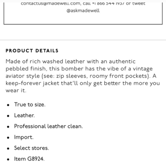 Madewell Leather Aviator Bomber Jacket In Dark Coffee Size XL - Picture 2 of 7